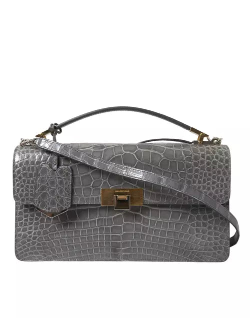 Balenciaga Gray Exotic Leather Medium Shoulder Hand Purse Bag